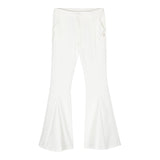 Miss Blumarine Pantalone Modello Zampa Tinta Unita Con Girovita Regolabile Panna Per Bambina