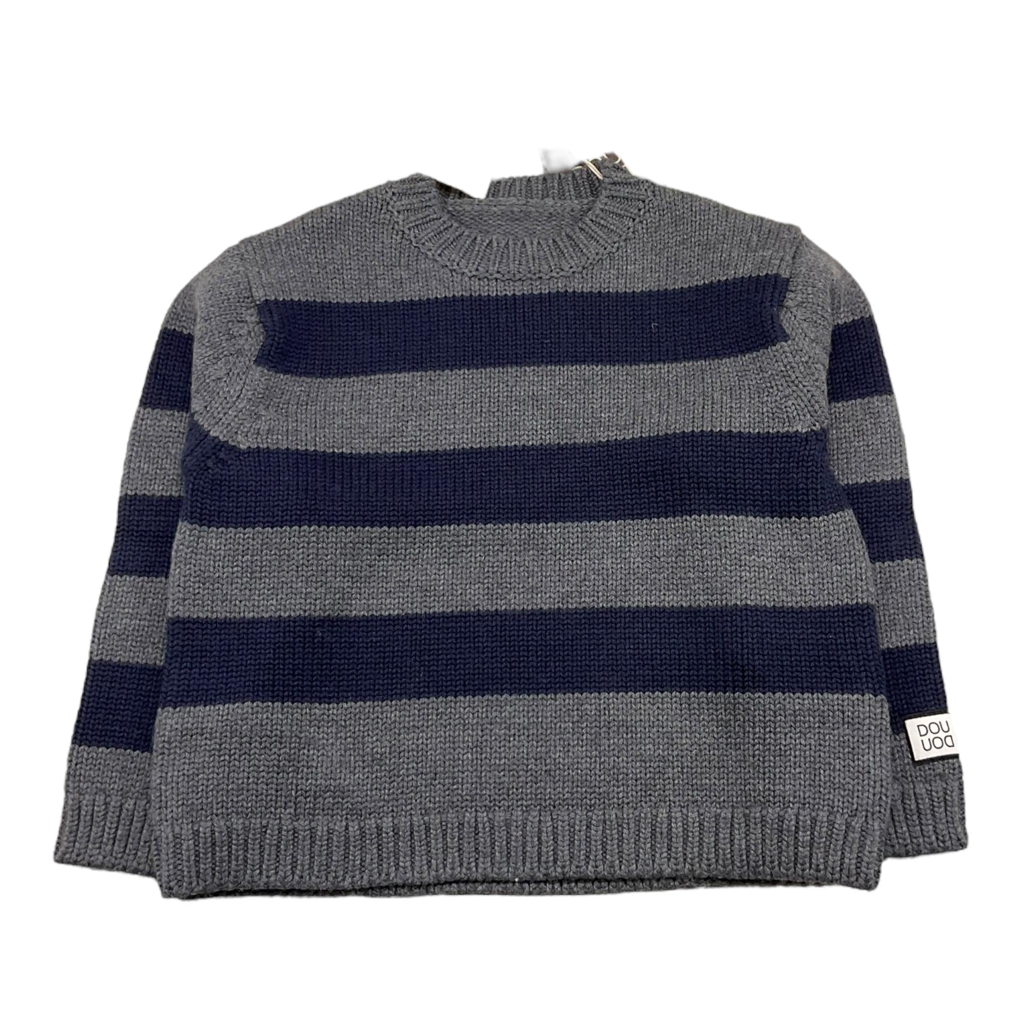 DOU DOU maglia girocollo fantasia a righe bicolore Grigio/blu per Bambino DV9P10 GRIGIO/BLU DOU DOU 