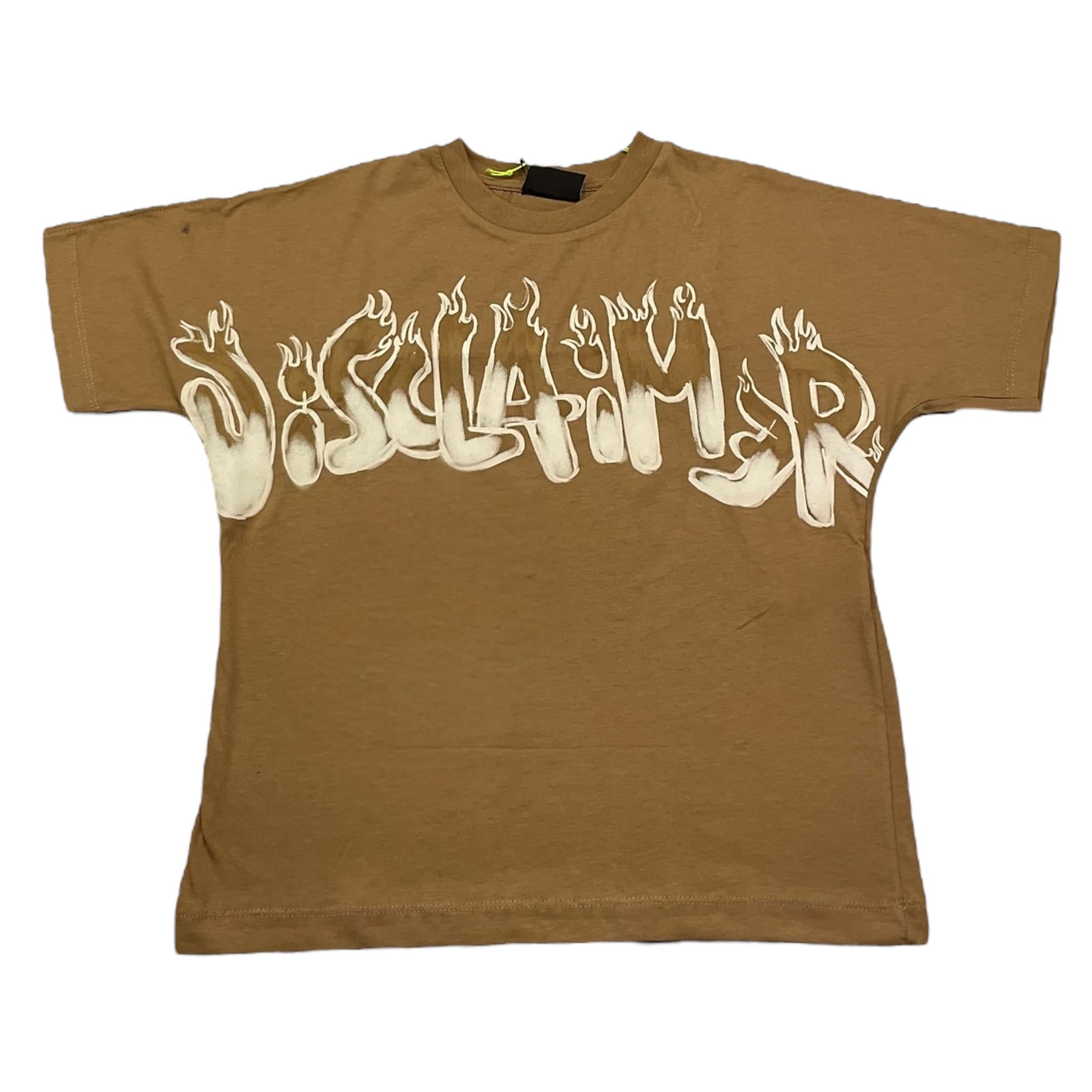 DISCLAIMER t-shirt girocollo tinta unita con stampa in contrasto Beige per Bambino 24IDK58227 BEIGE DISCLAIMER 