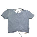 Please T-Shirt In Maglia Tinta Unita con Scollo Retro per Bambina NB16230G72 AZZURRO PLEASE 