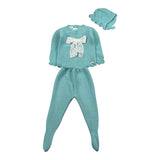 Juliana Completo tinta unita 3 Pezzi Maglia-Ghettina-Cappello Verde per Neonata J7053 VERDE JULIANA 