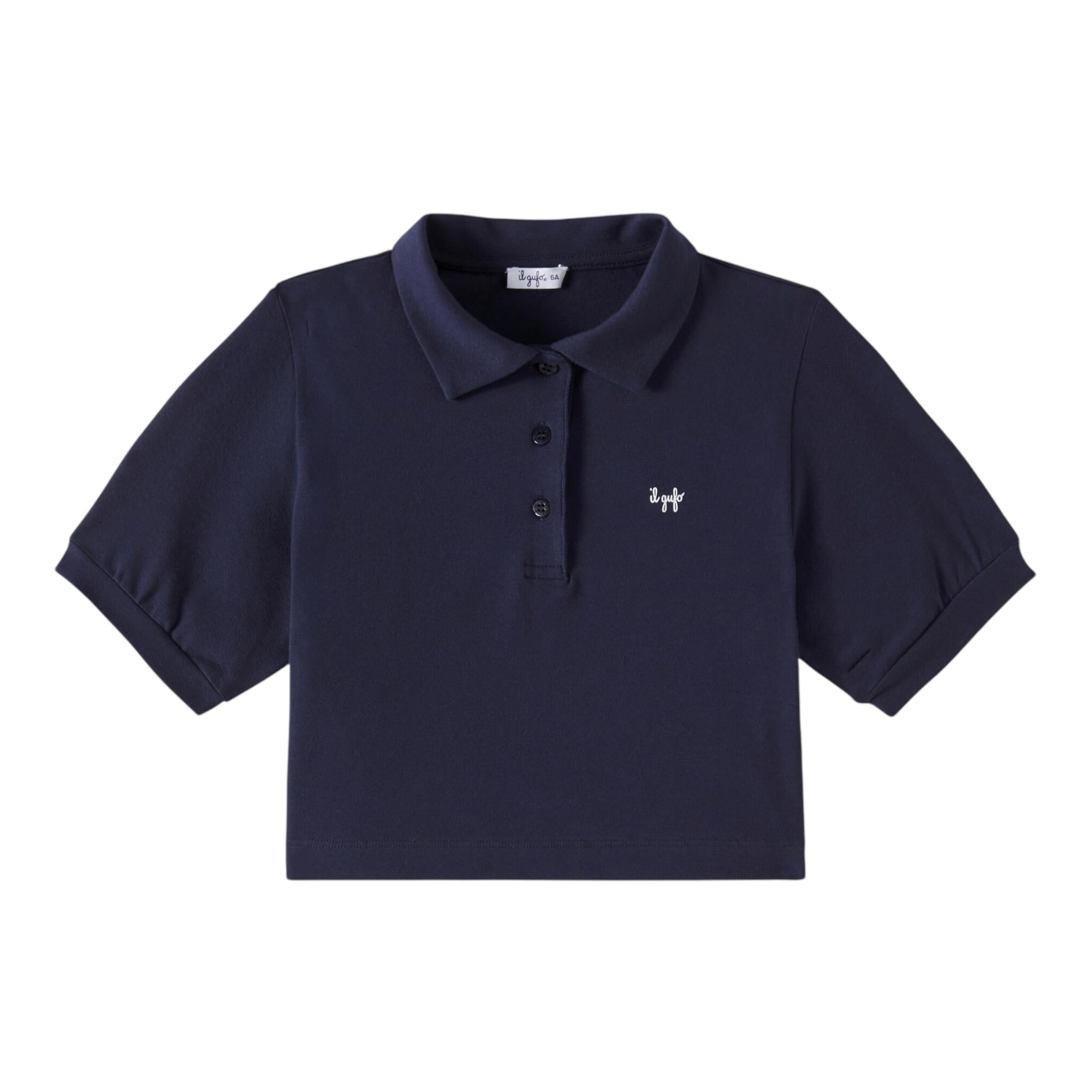 Il Gufo Polo Mezza Manica Tinta Unita Modello Crop per Bambina P25PC095MF032 BLU IL GUFO 