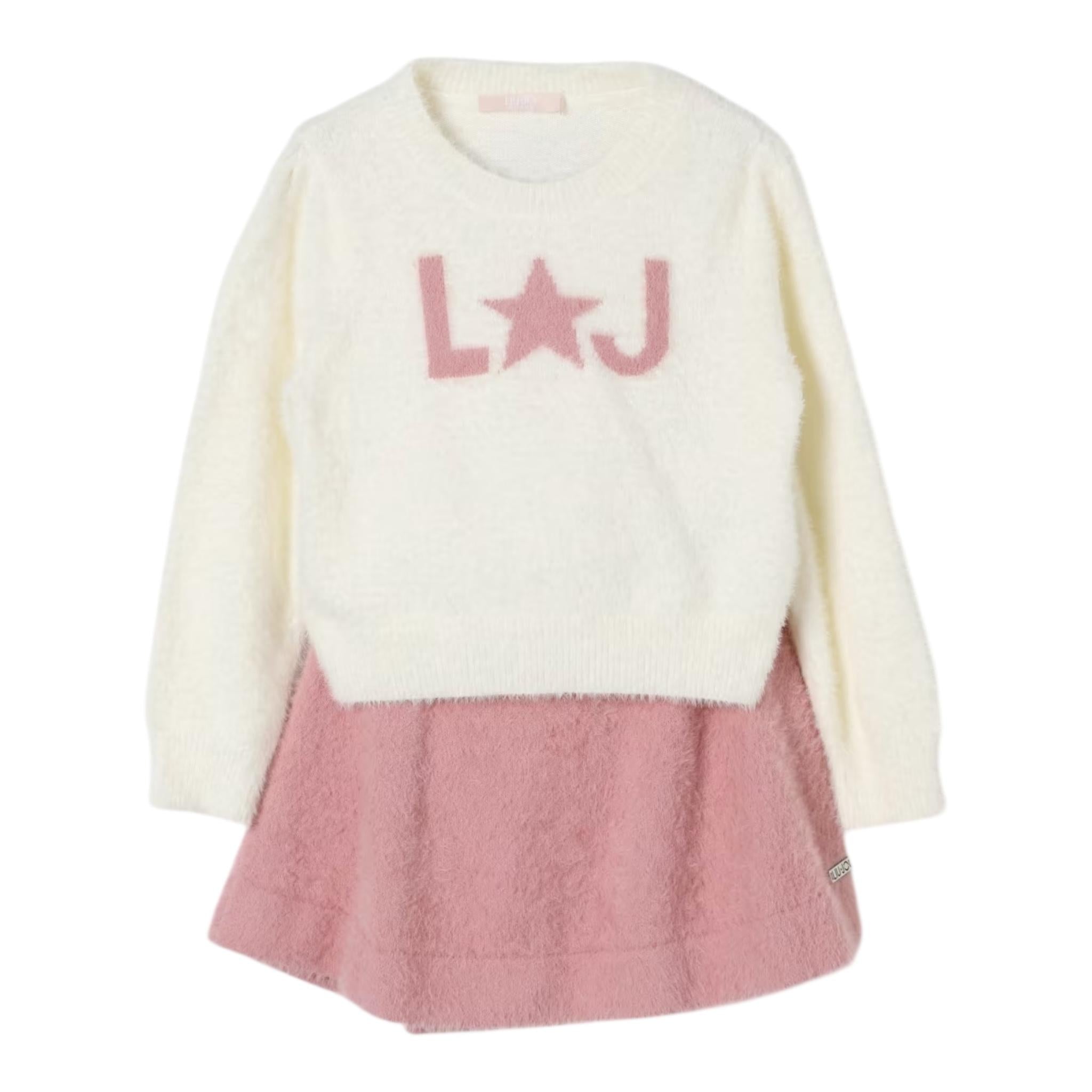 LIU JO completo 2pz maglia-gonna bicolore Bianco/rosa per Neonata KF4126XN BIANCO/ROSA LIU JO 