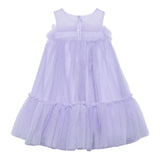 Abel & Lula Abito Tinta Unita Giromanica con Tulle per Bambina 5051X LILLA ABEL & LULA 