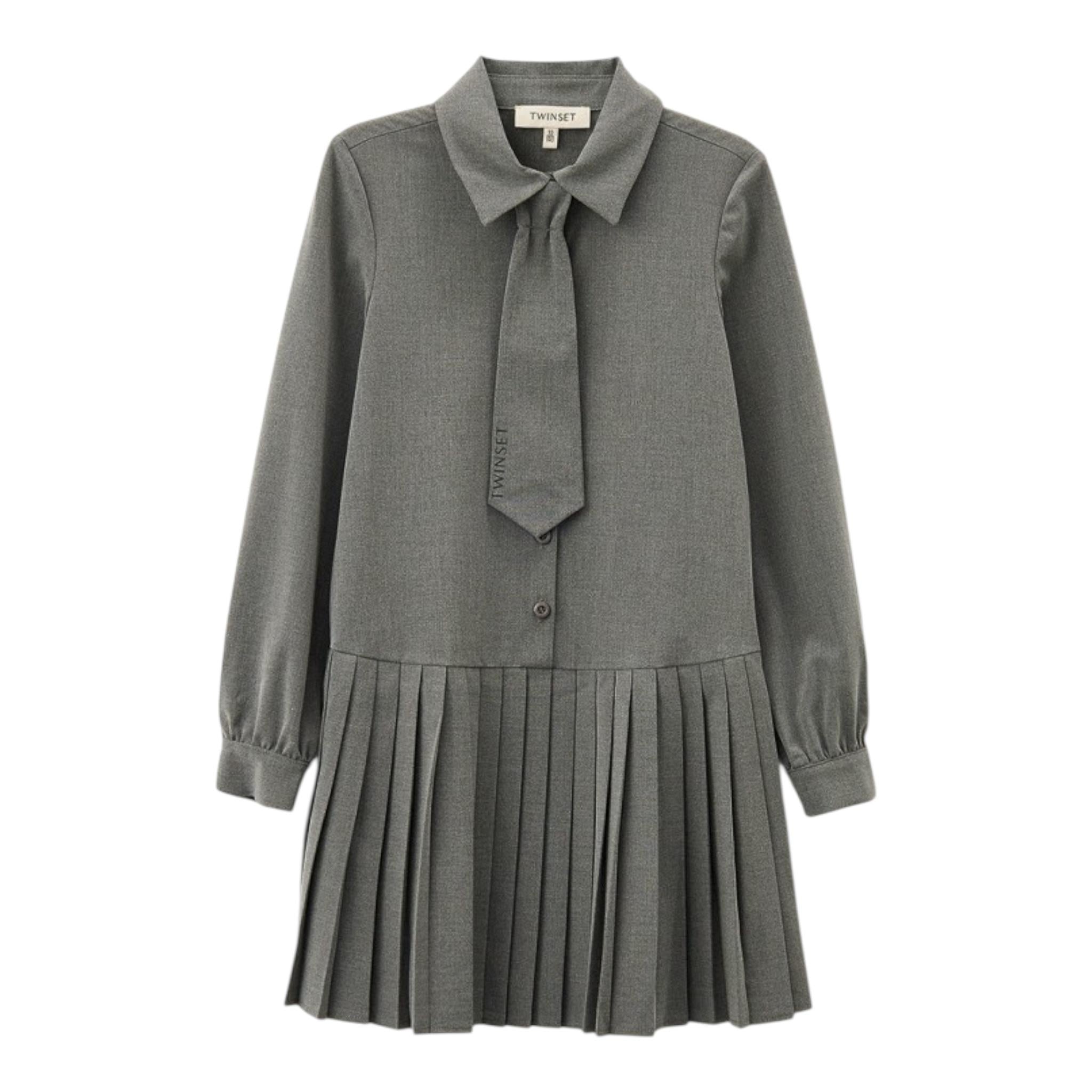 TWINSET abito tinta unita con cravatta Grigio per Bambina 242GJ2131X GRIGIO TWINSET 