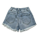 Lu Lu By Miss Grant Short In Denim Tinta Unita con Elastico In Vita per Bambina LL3376 AZZURRO LU LU BY MISS GRANT 