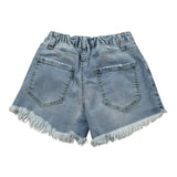 Lu Lu By Miss Grant Short In Denim Tinta Unita con Elastico In Vita per Bambina LL3376 AZZURRO LU LU BY MISS GRANT 