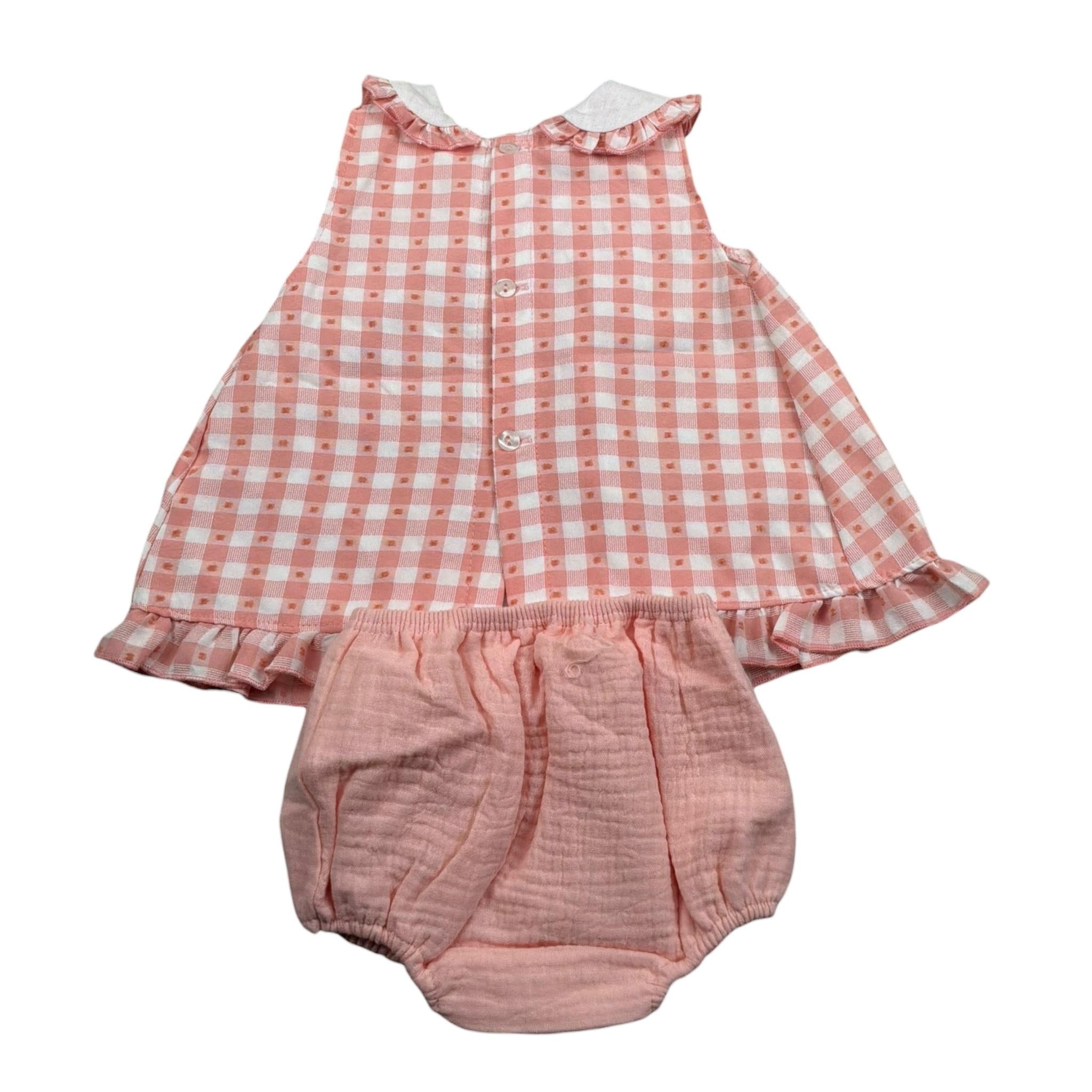 Juliana Abito Giromanica Fantasia Qaudri con Culotte per Neonata 25147 ROSA JULIANA 