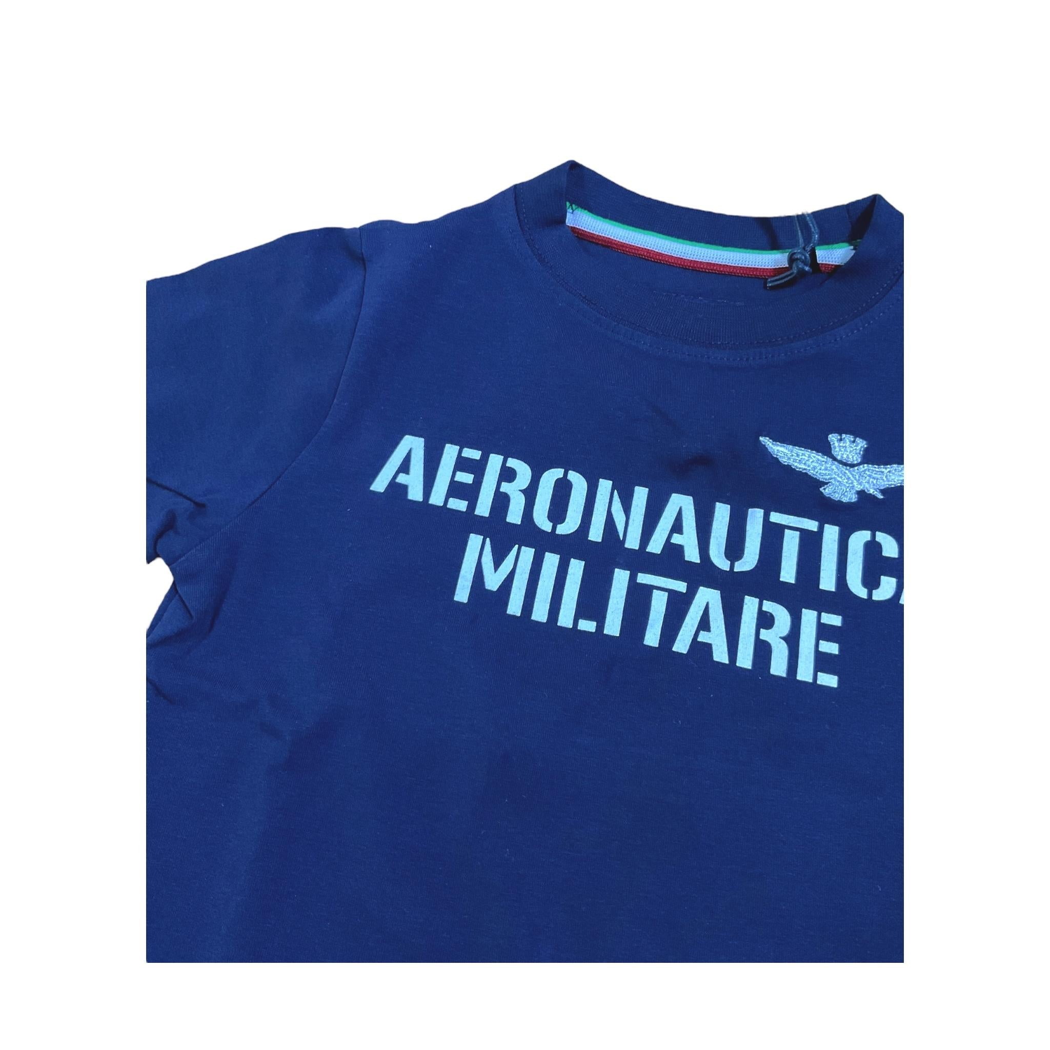 Aeronautica Militare T-Shirt Girocollo Tinta Unita con Stampa per Neonato 251TS0040AN BLU AERONAUTICA MILITARE 
