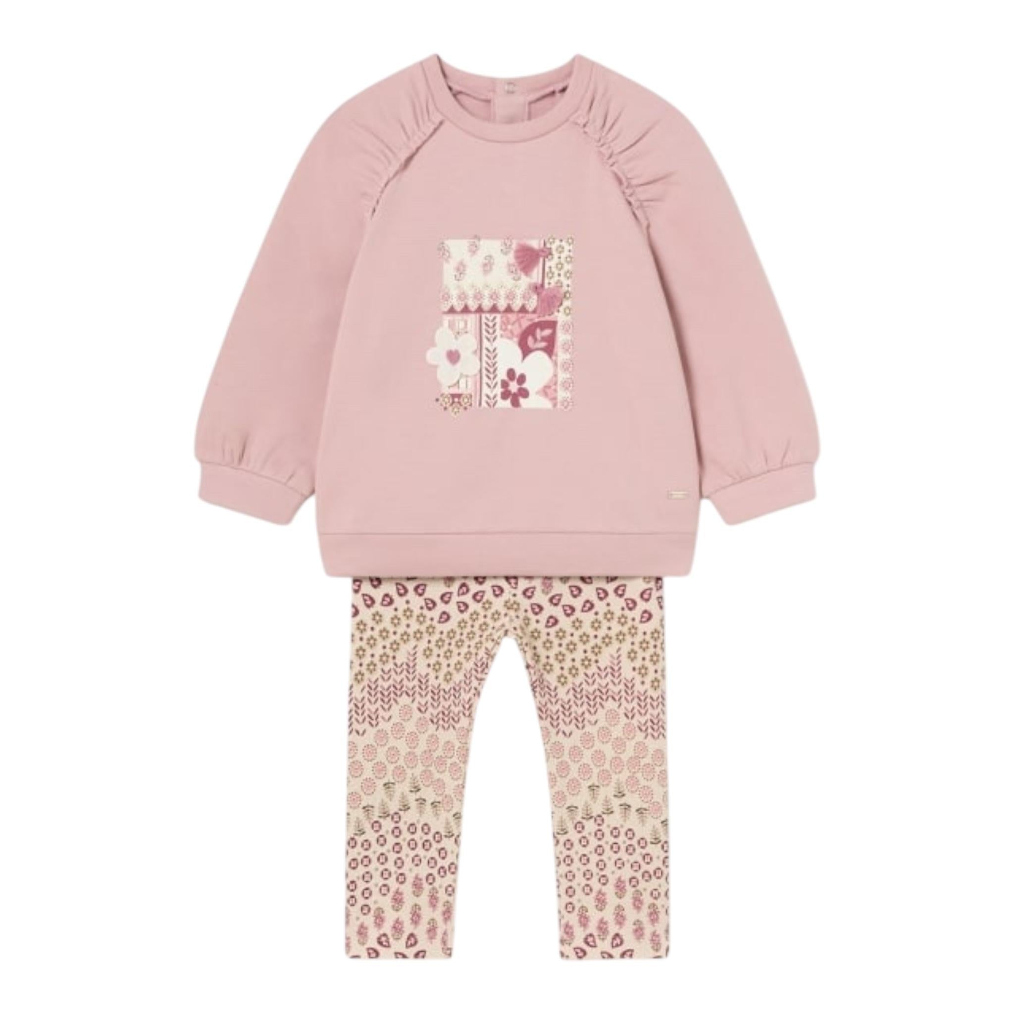 MAYORAL completo 2pz felpa-leggins bicolore con stampa Rosa per Neonata 2710N ROSA MAYORAL 