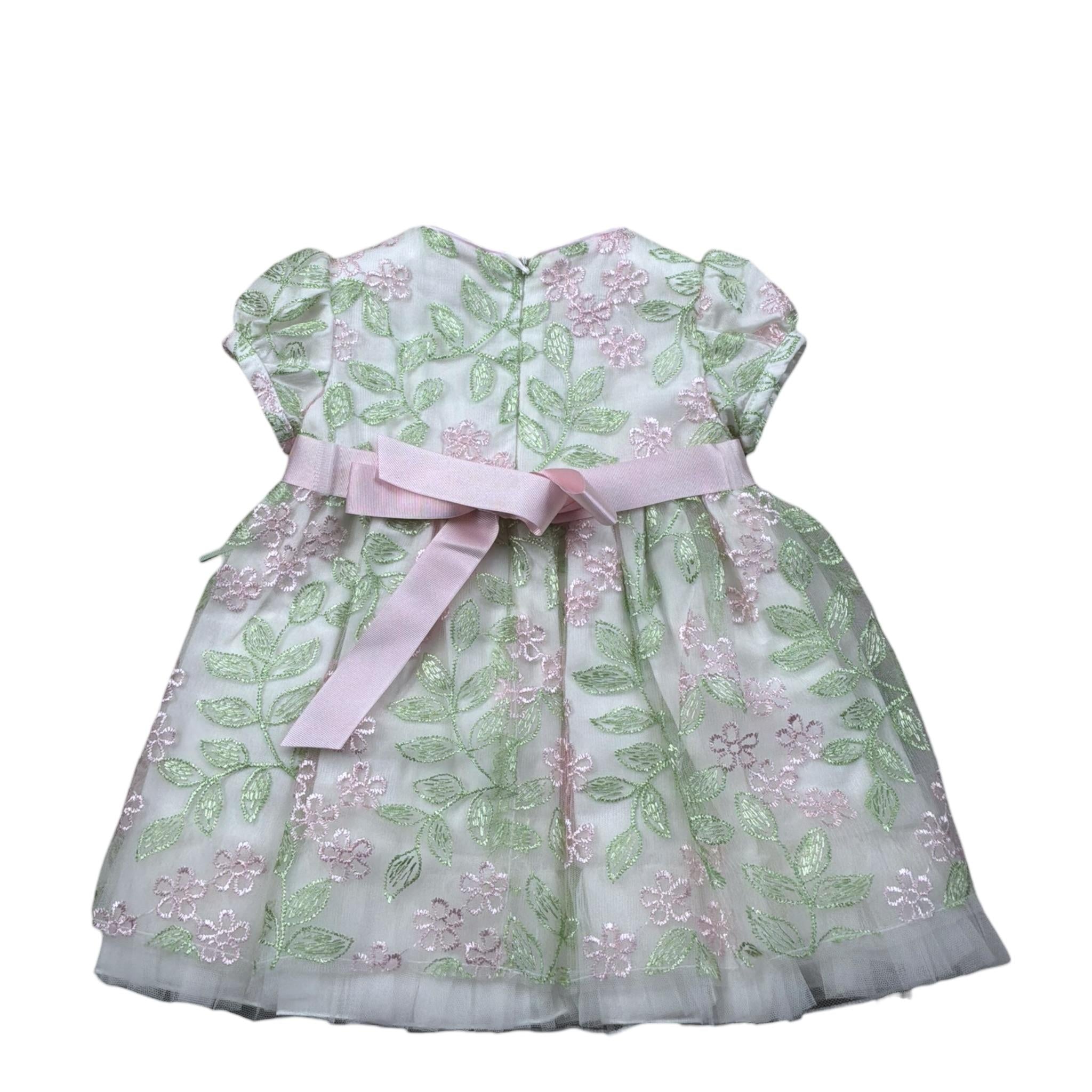 Aletta Abito Cerimonia Tinta Unita con Fantasia per Neonata H23465 BIANCO ALETTA 