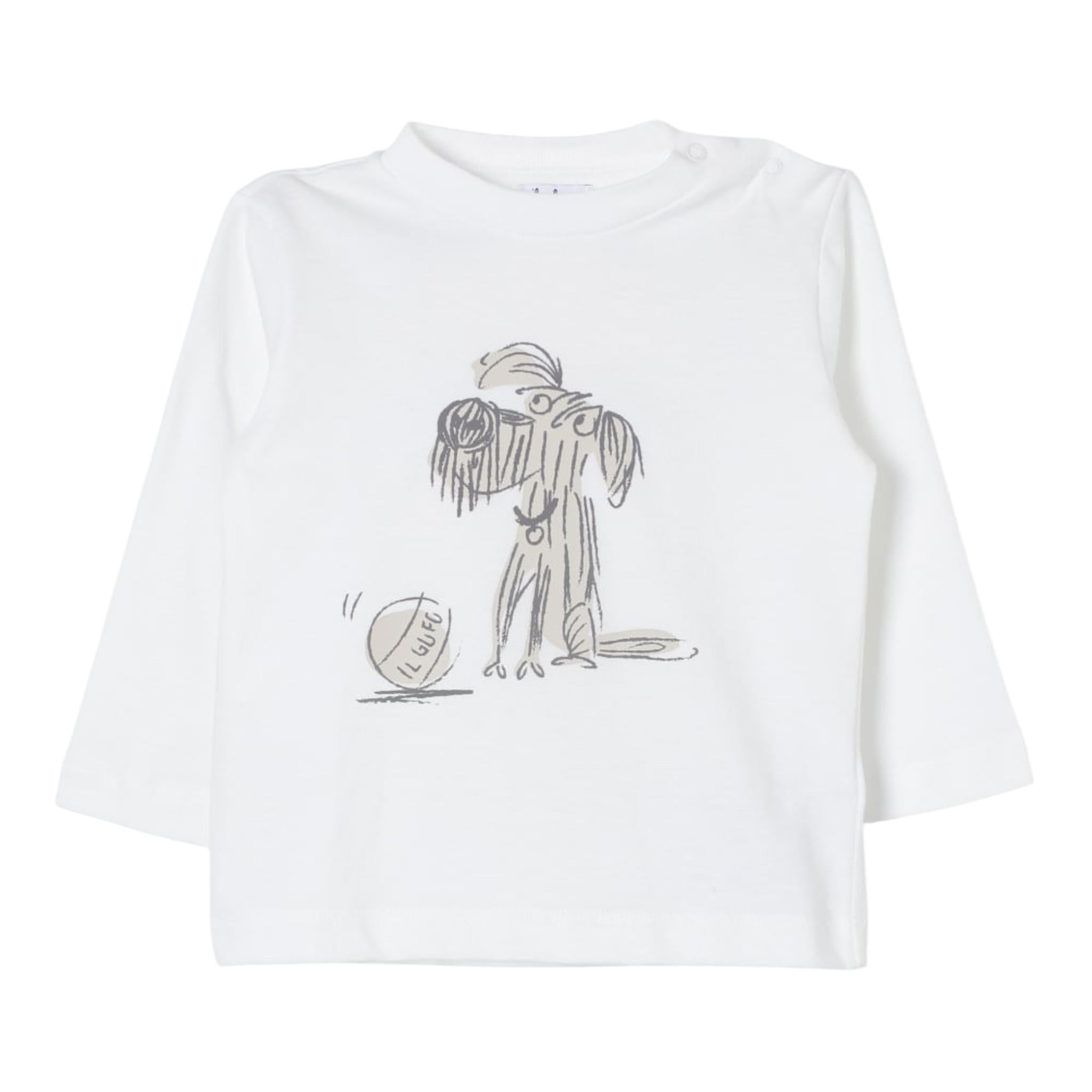 IL GUFO shirt girocollo tinta unita con stampa in contrast Bianco per Neonato A24TA357MF002 BIANCO IL GUFO 