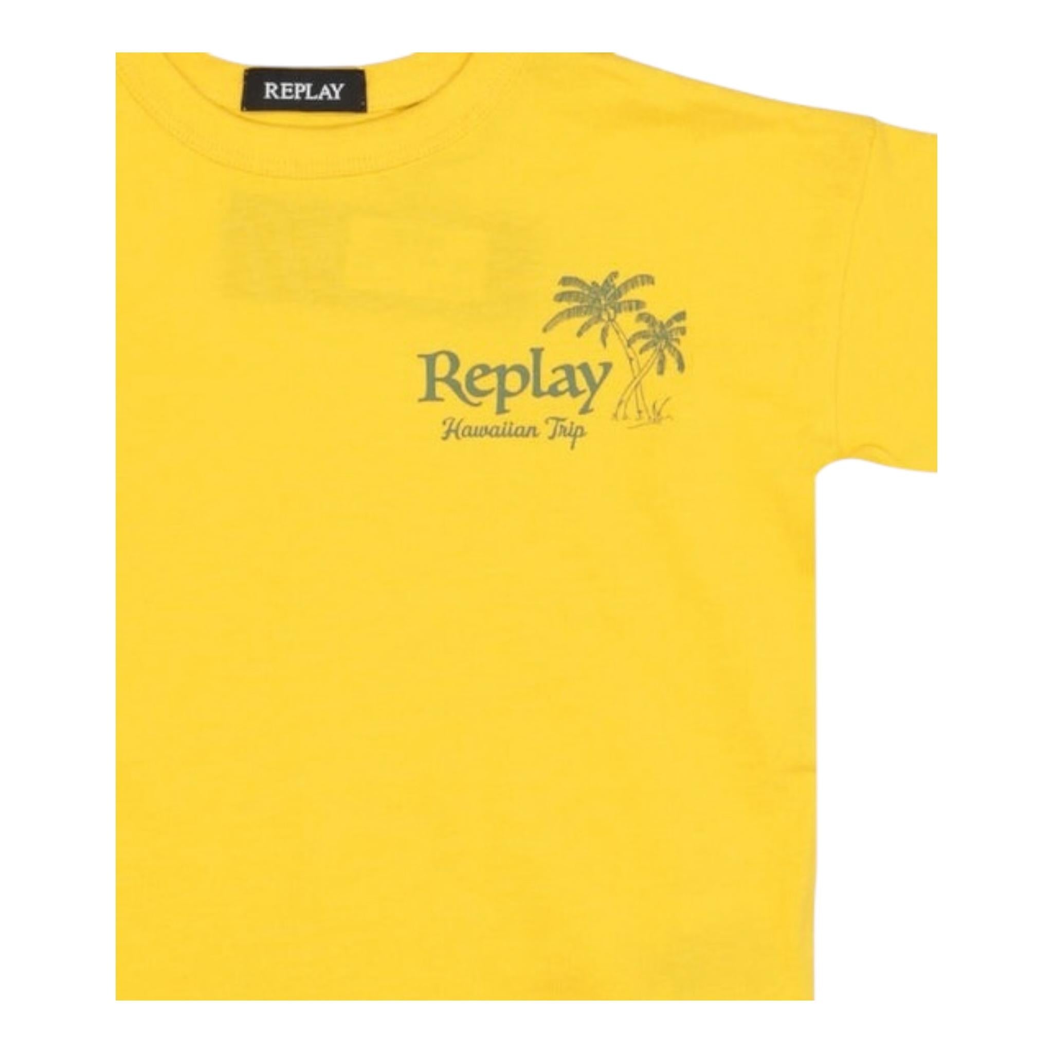 Replay T-Shirt Girocollo Tinta Unita con Stampa per Bambino SB7349 GIALLO REPLAY 