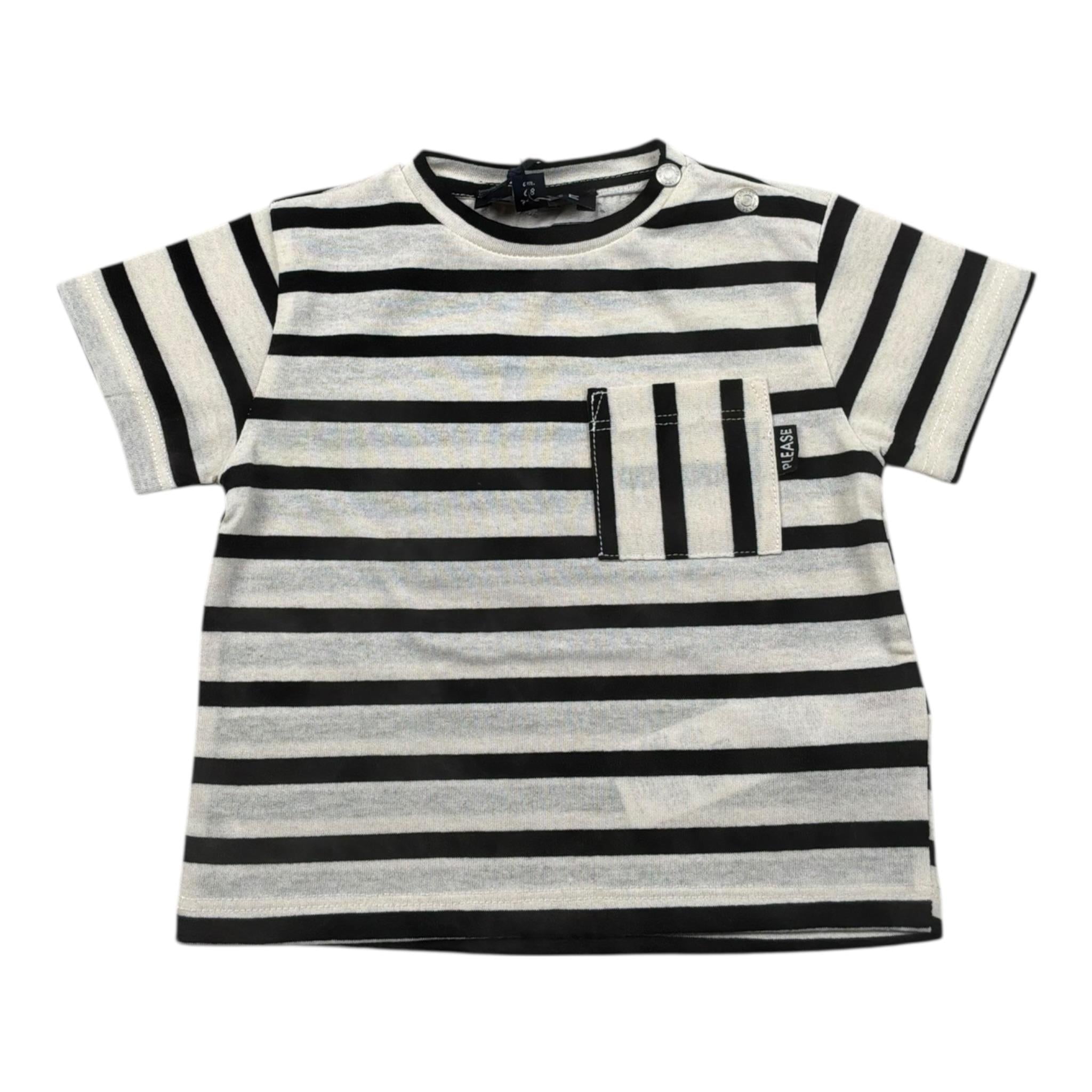 Please T-Shirt Bicolore con Taschino per Neonato MBC5031B71 PANNA PLEASE 