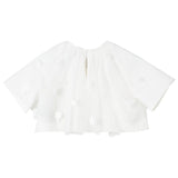 Simonetta Top Mezza Manica Tinta Unita Cn Tulle Bianco Per Bambina