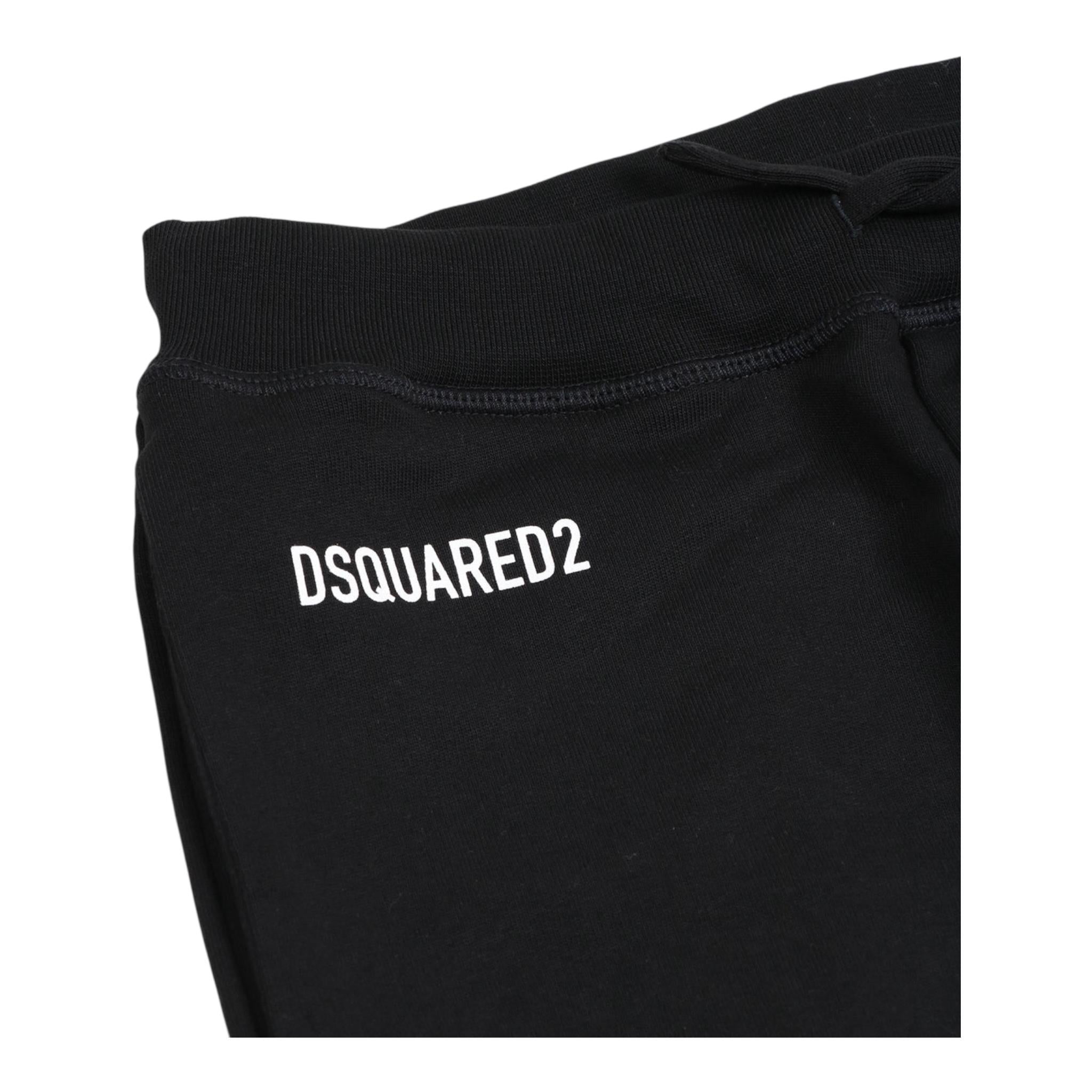 DSQUARED2 pantalone tuta tinta unita con stampa logo Nero per Bambino DQ2527XXX NERO DSQUARED2 