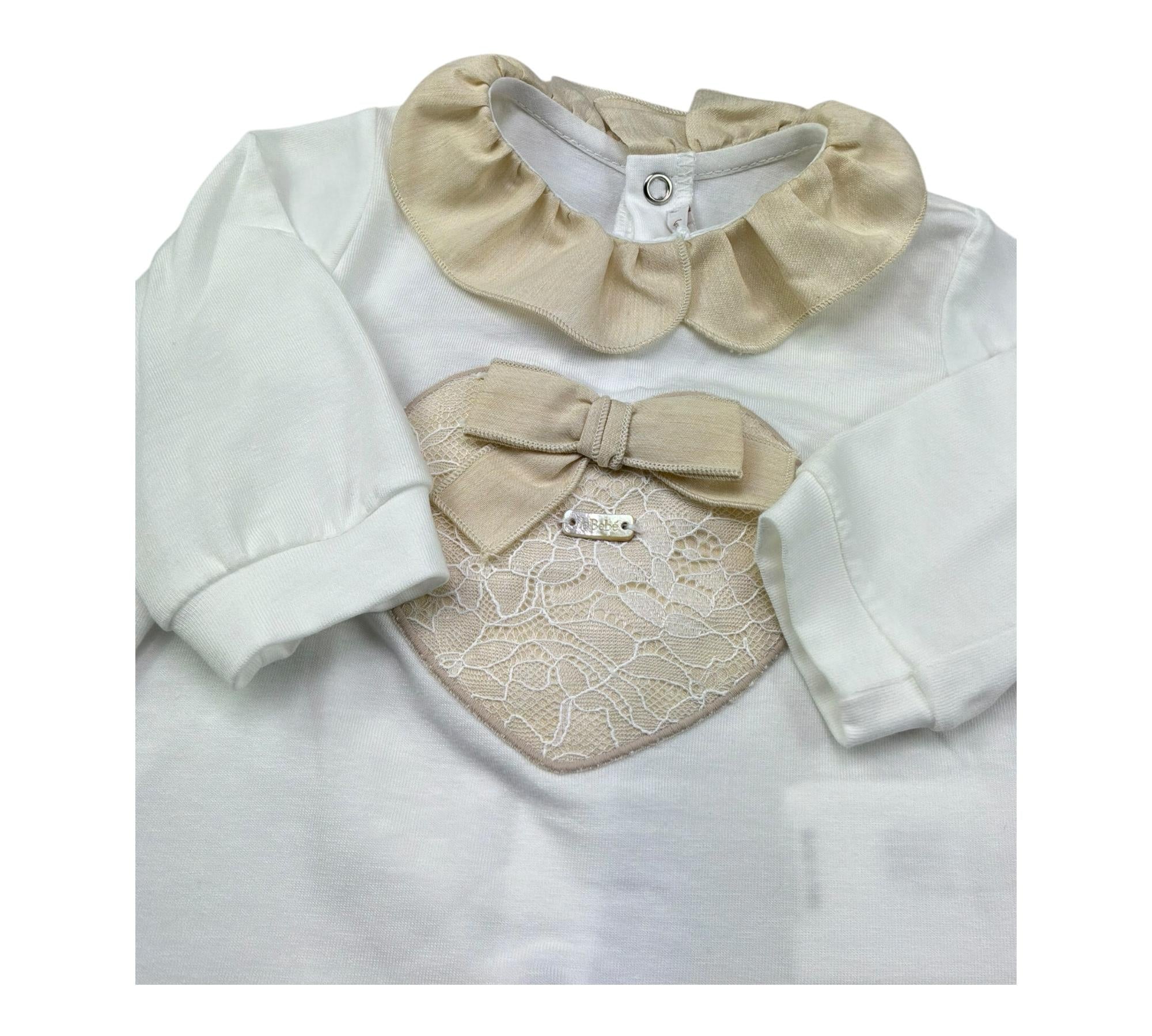 Le Bebe Tutina Manica Lunga Tinta Unita con Stampa per Neonata LBG6333 BIANCO LE BEBE 