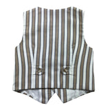 La Stupenderia Gilet Tinta Unita Con Fantasia A Righe Beige Per Neonato