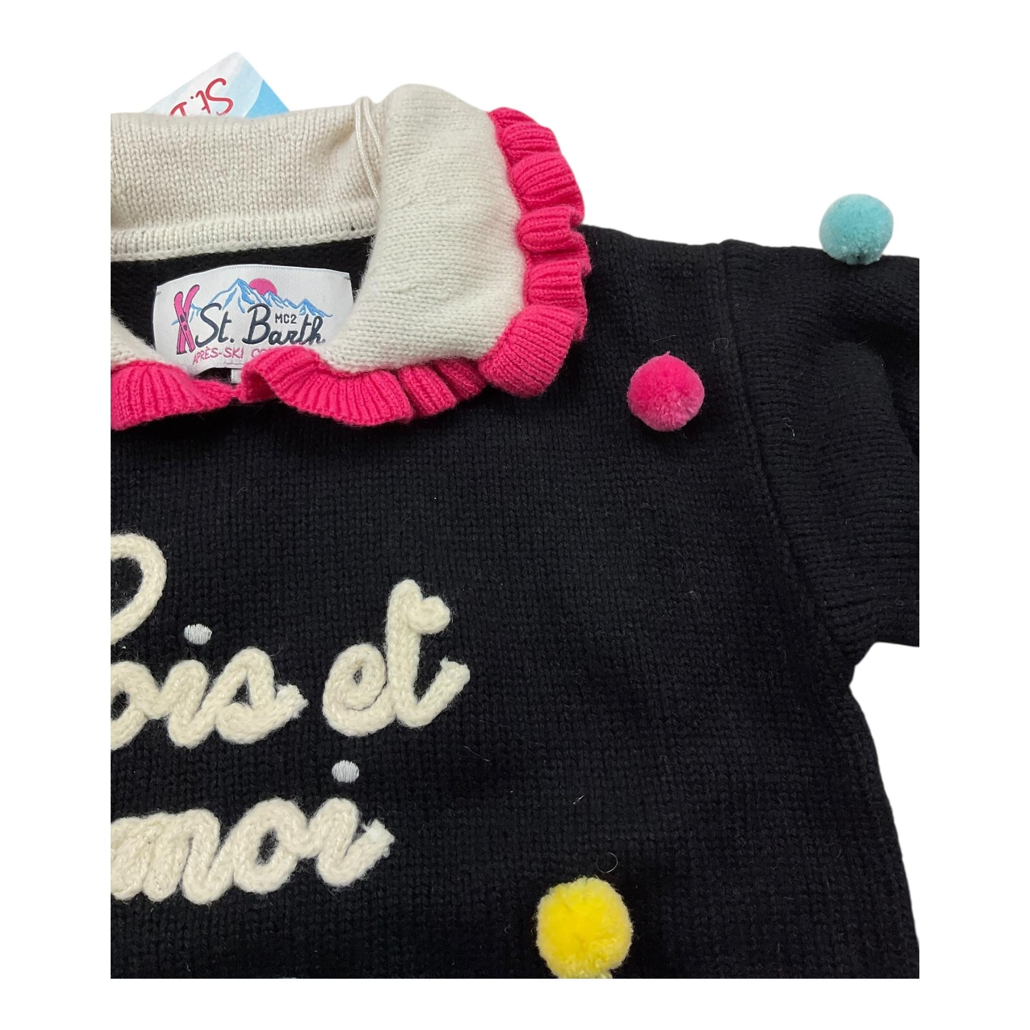 SAINT BARTH maglia tinta unita con colletto e applicazioni Nero per Neonata LEVINE NERO SAINT BARTH 