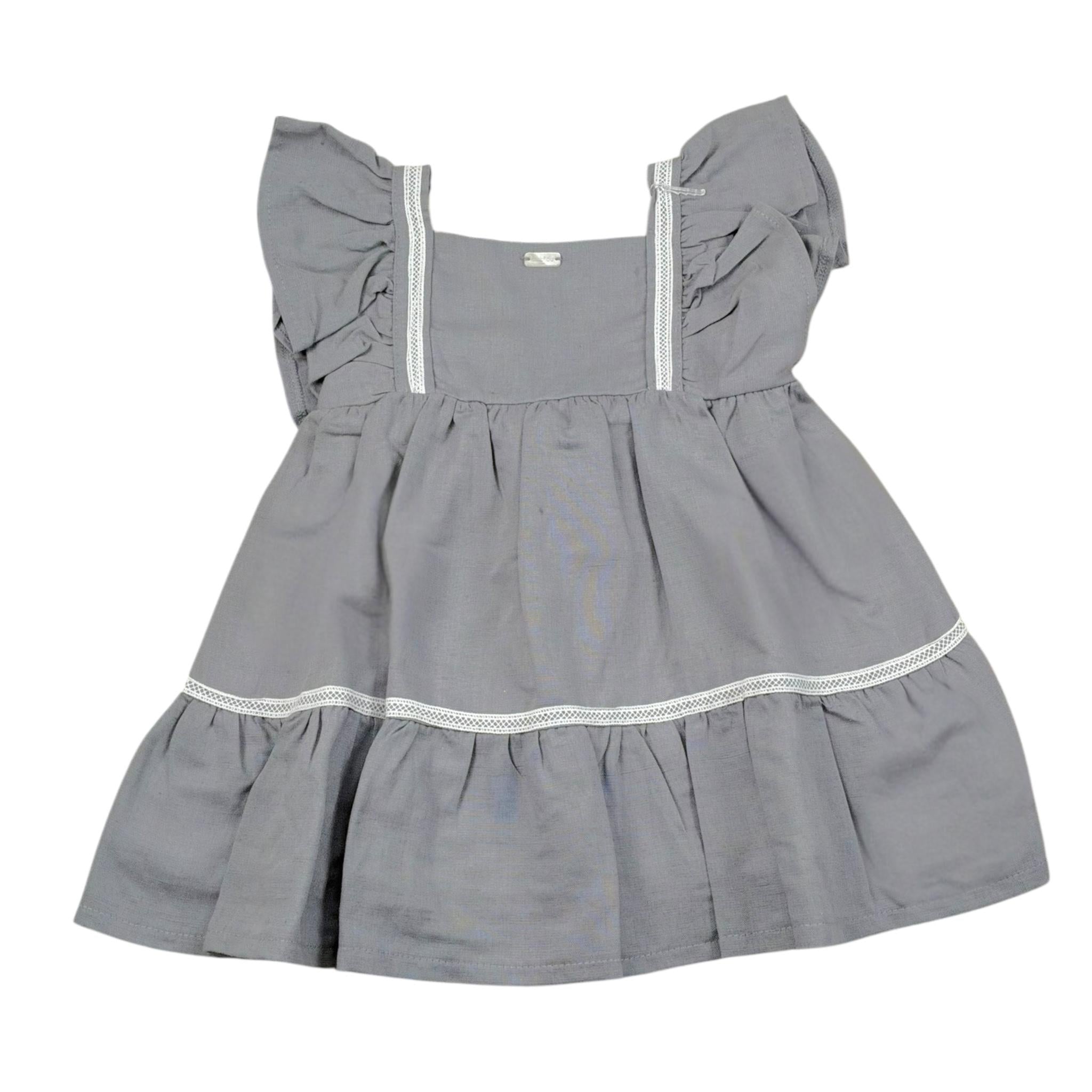 Babidu Abito Tinta Unita con Fiocco per Bambina 91405J GRIGIO BABIDU 