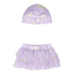 Monnalisa Set Gonna-Cuffia Tinta Unita per Bambina 39C051J LILLA MONNALISA 