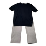 Never Too Completo Maglioncino Tinta Unita Girocollo-Pantalone Nero Per Bambino