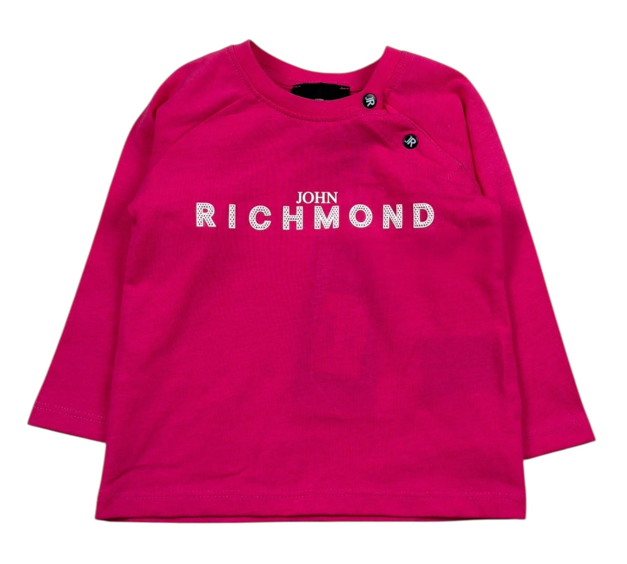 John Richmond Shirt Girocollo Tinta Unita con Logo per Neonata RIP26041TSA FUXIA JOHN RICHMOND 