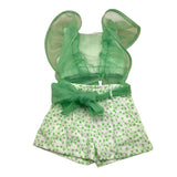 Miss Grant Completo Top-Short Bicolore Con Tulle Bianco/Verde Per Neonata