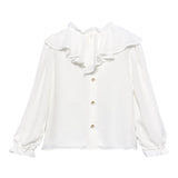 ABEL & LULA camicia manica lunga tinta unita con rouches Bianco per Bambina 5677 BIANCO ABEL & LULA 