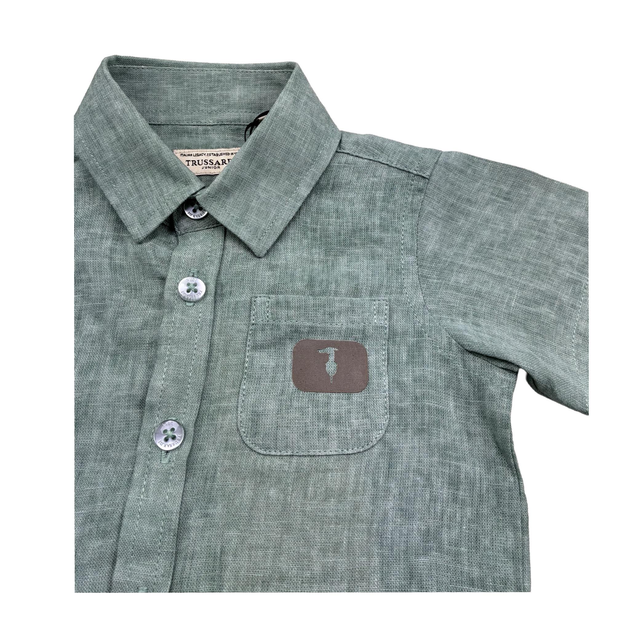 Trussardi Camicia Mezza Manica Tinta Unita per Neonato TIP26068CA VERDE TRUSSARDI 