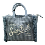 SAINT BARTH borsa tinta unita cn frange Azzurro per Bambina VANITYMINICORDU AZZURRO SAINT BARTH 