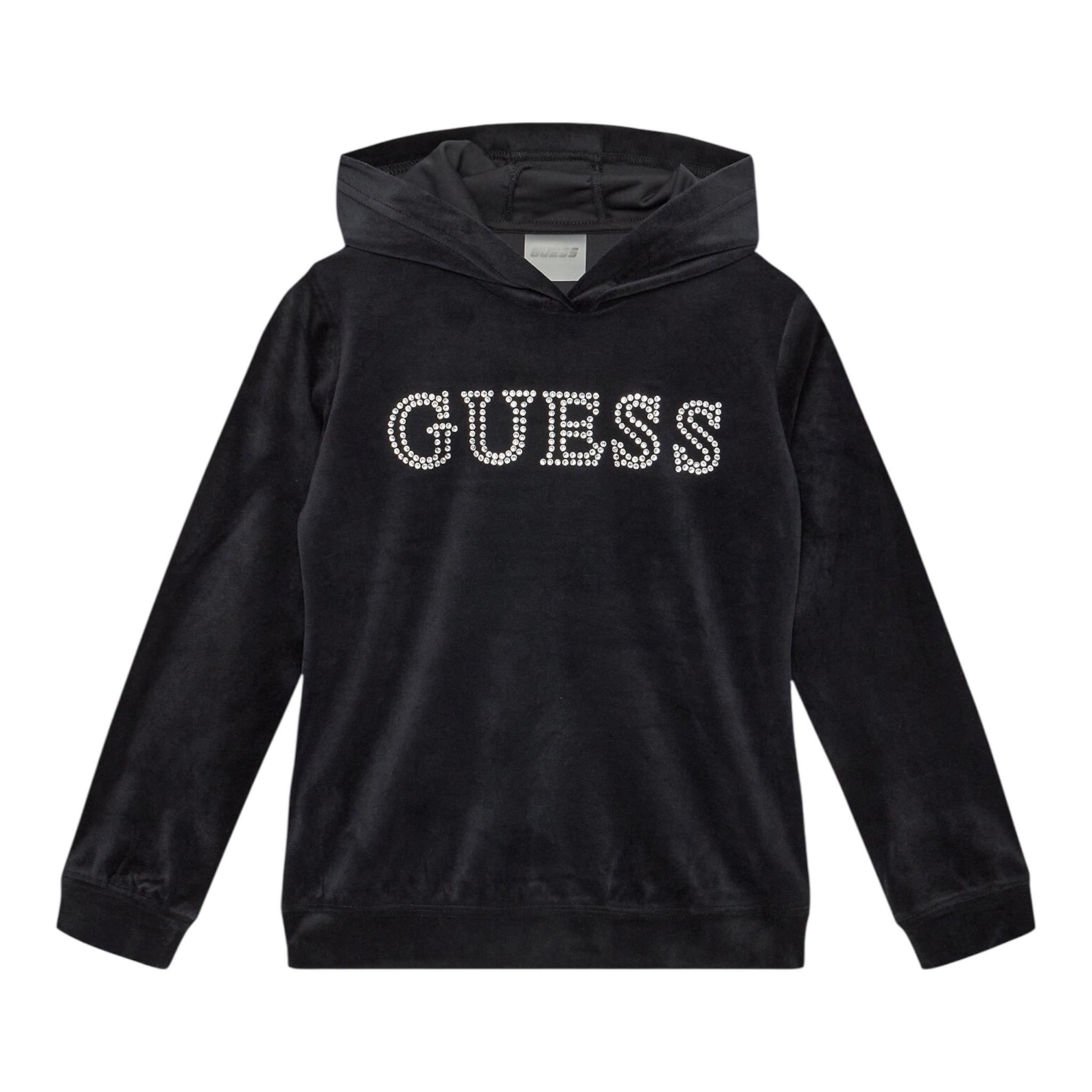 GUESS felpa chiusa cn cappuccio tinta unita in ciniglia Nero per Bambina J4Q27KBXI2 NERO GUESS 