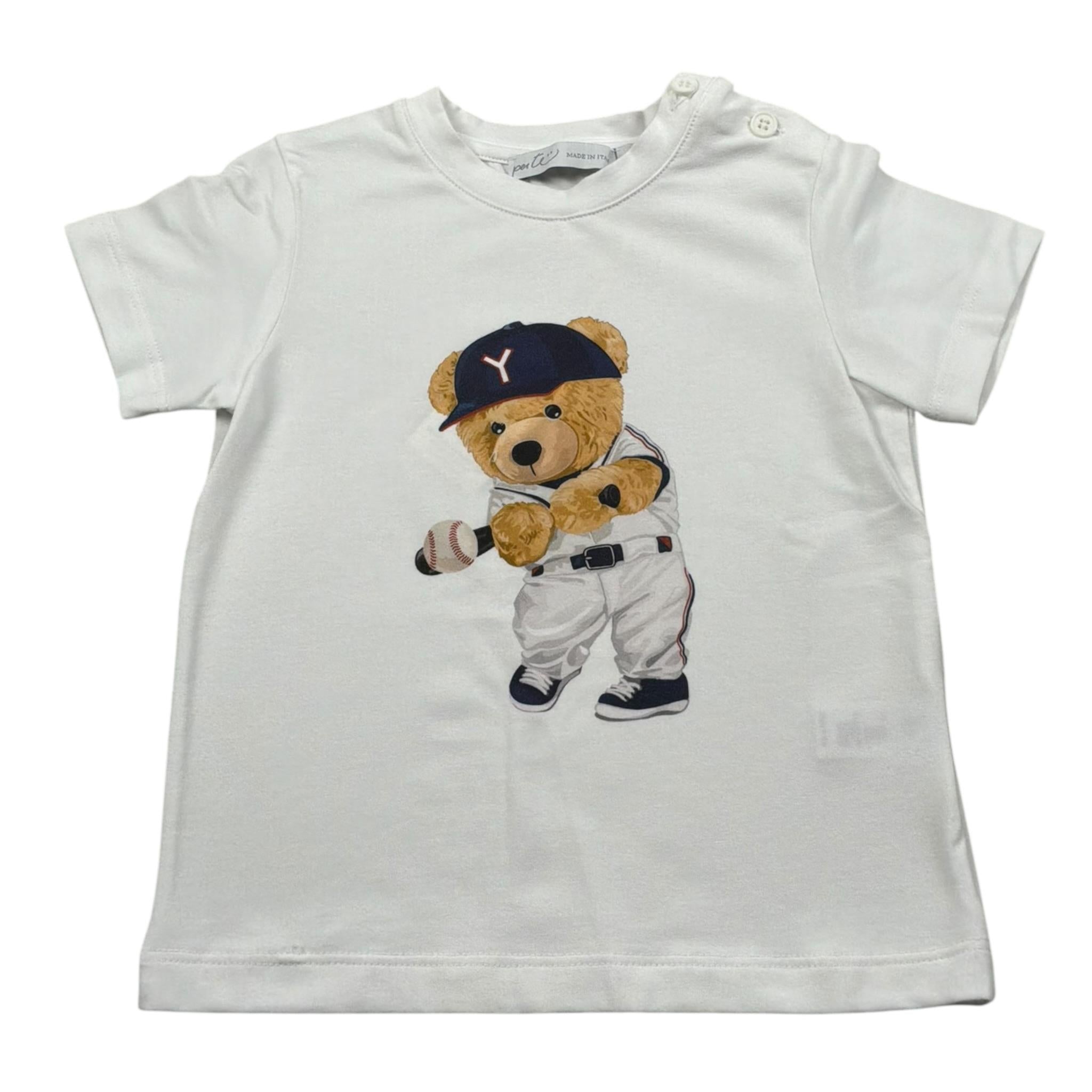 Per Te T-Shirt Girocollo Tinta Unit con Stampa per Neonato 341186 BIANCO PER TE 