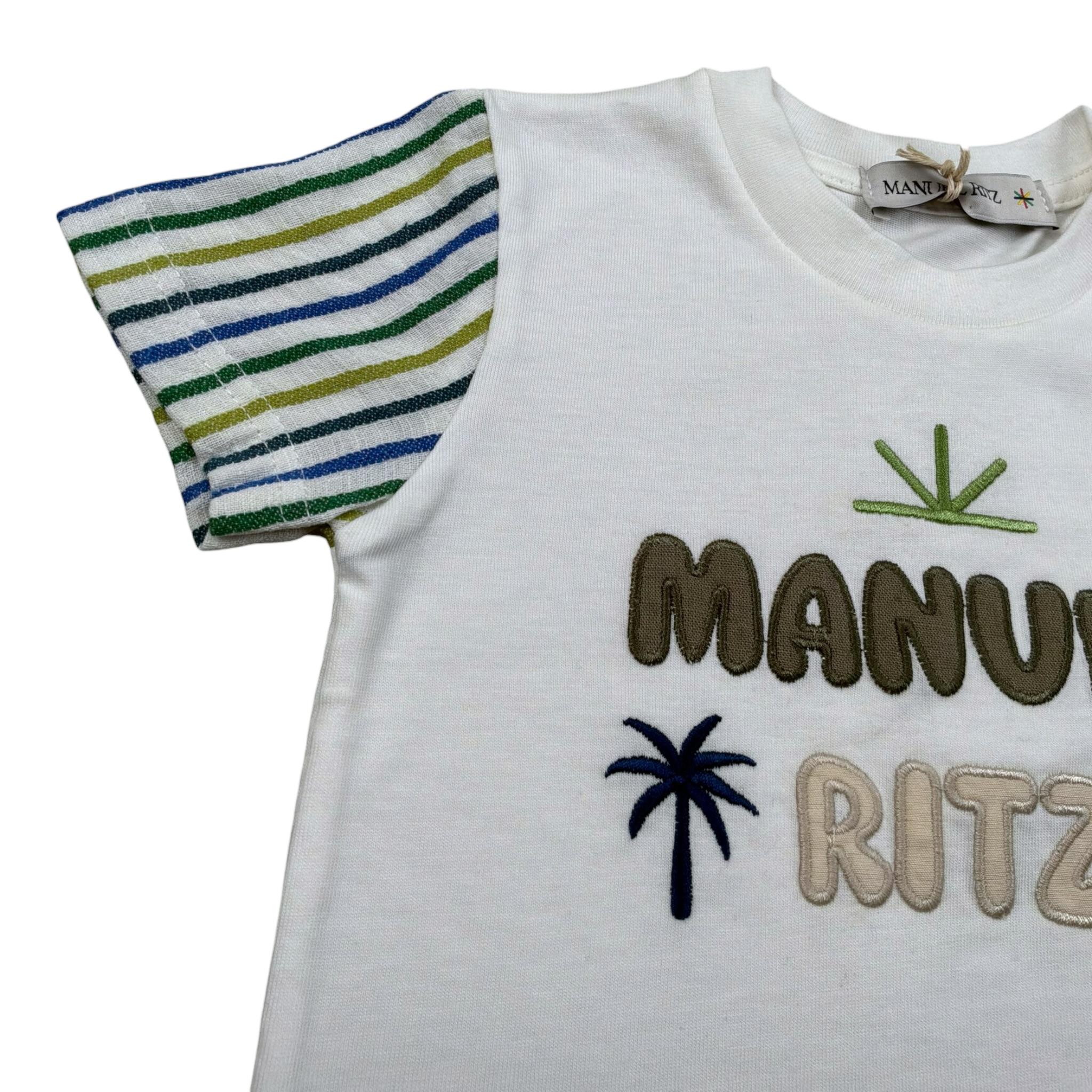 Manuel Ritz T-Shirt Girocollo Tinta Unita con Ricamo per Neonato MR3114 BIANCO MANUEL RITZ 