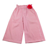 Janice Pantalone Tinta Unita Modello A Palazzo con Fantasia A Righe per Bambina JN461B BIANCO JANICE 