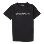 Emporio Armani T-Shirt Girocollo Tinta Unita con Stemma Logo per Bambino EB0004211 NERO EMPORIO ARMANI 