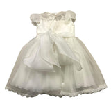 Sartoria Bramante Abito Giromanica Tinta Unita Con Tulle Bianco Per Neonata
