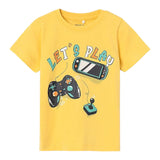 Name.It T-Shirt Girocollo Tinta Unita Con Stampa Giallo Per Bambino