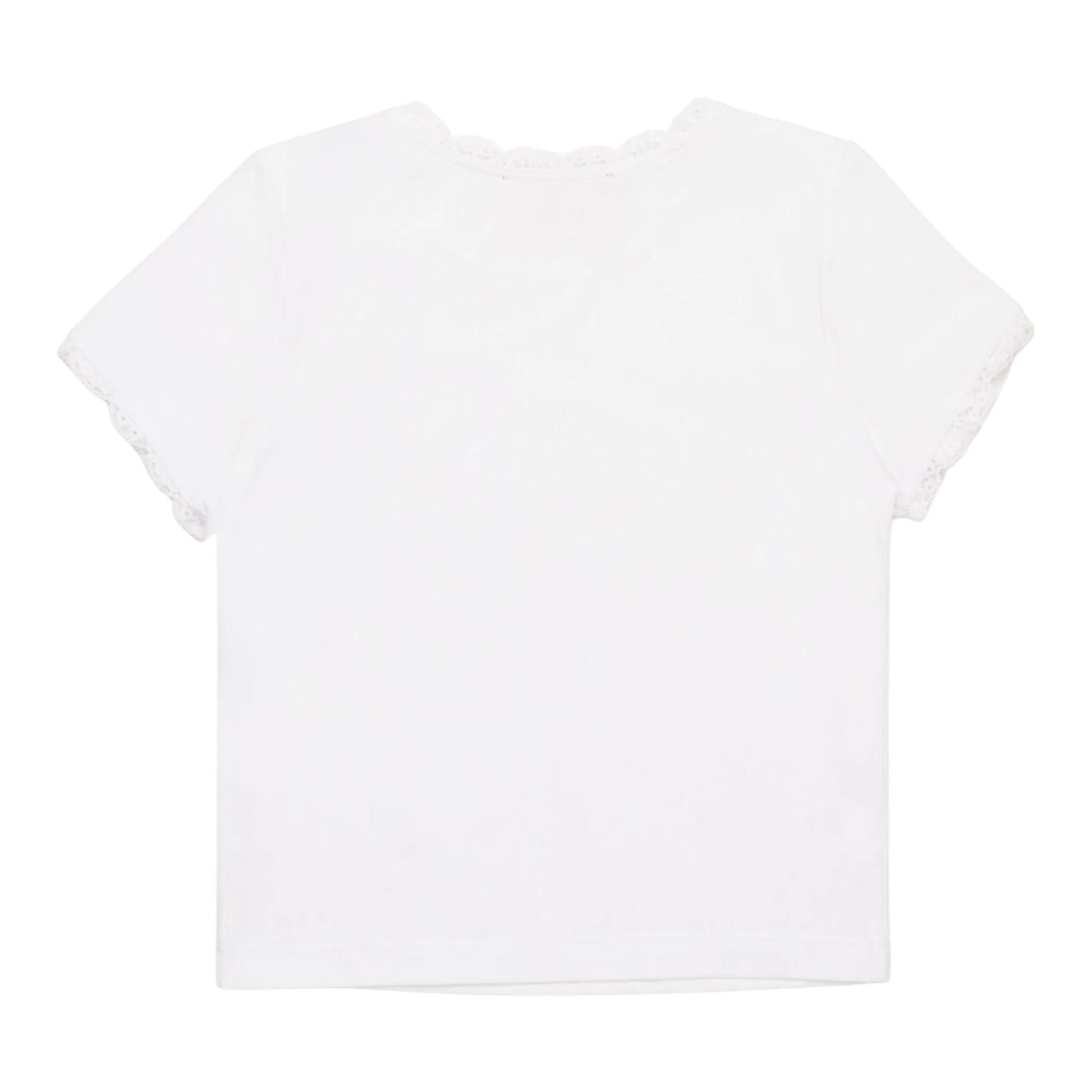 Diesel T-Shirt Girocollo Tinta Unita con Ricami per Bambina K00636 BIANCO DIESEL 