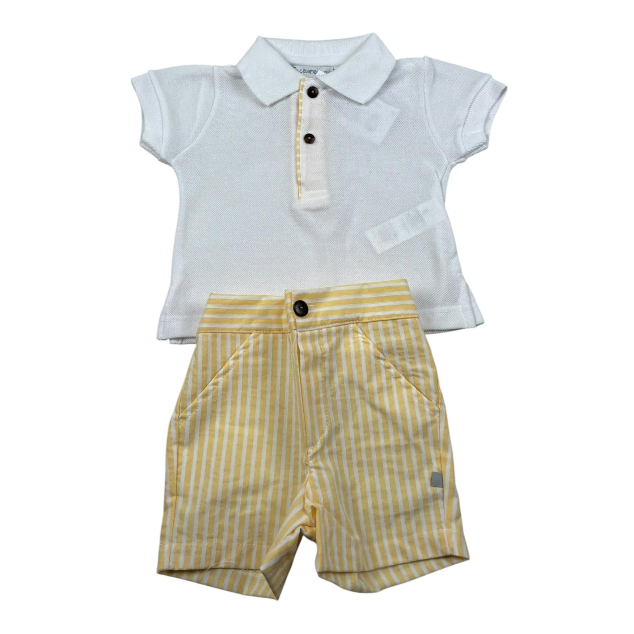 Calamaro Completo 2 Pezzi Polo-Bermuda Bicolore per Neonato 11111 BIANCO/GIALLO CALAMARO 