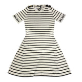 Relish Abito Mezza Manica Bicolore Con Fantasia A Righe Bianco/Nero Per Bambina