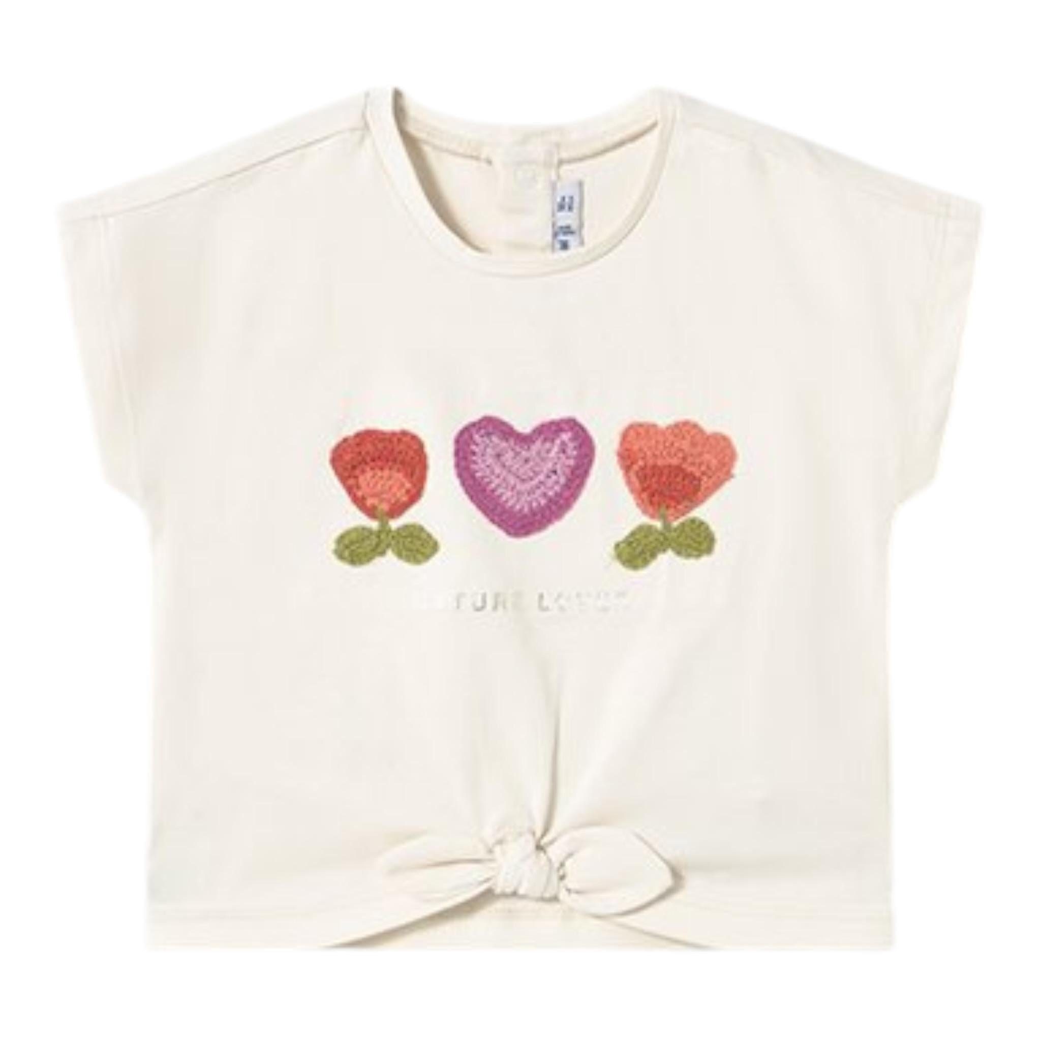 Mayoral T-Shirt Girocollo Tinta Unita con Stampa per Neonata 1046 BEIGE MAYORAL 