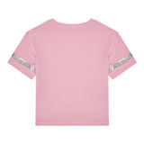 Guess T-Shirt Girocollo Tinta Unita con Sxtampa Logo Rosa per Neonata
