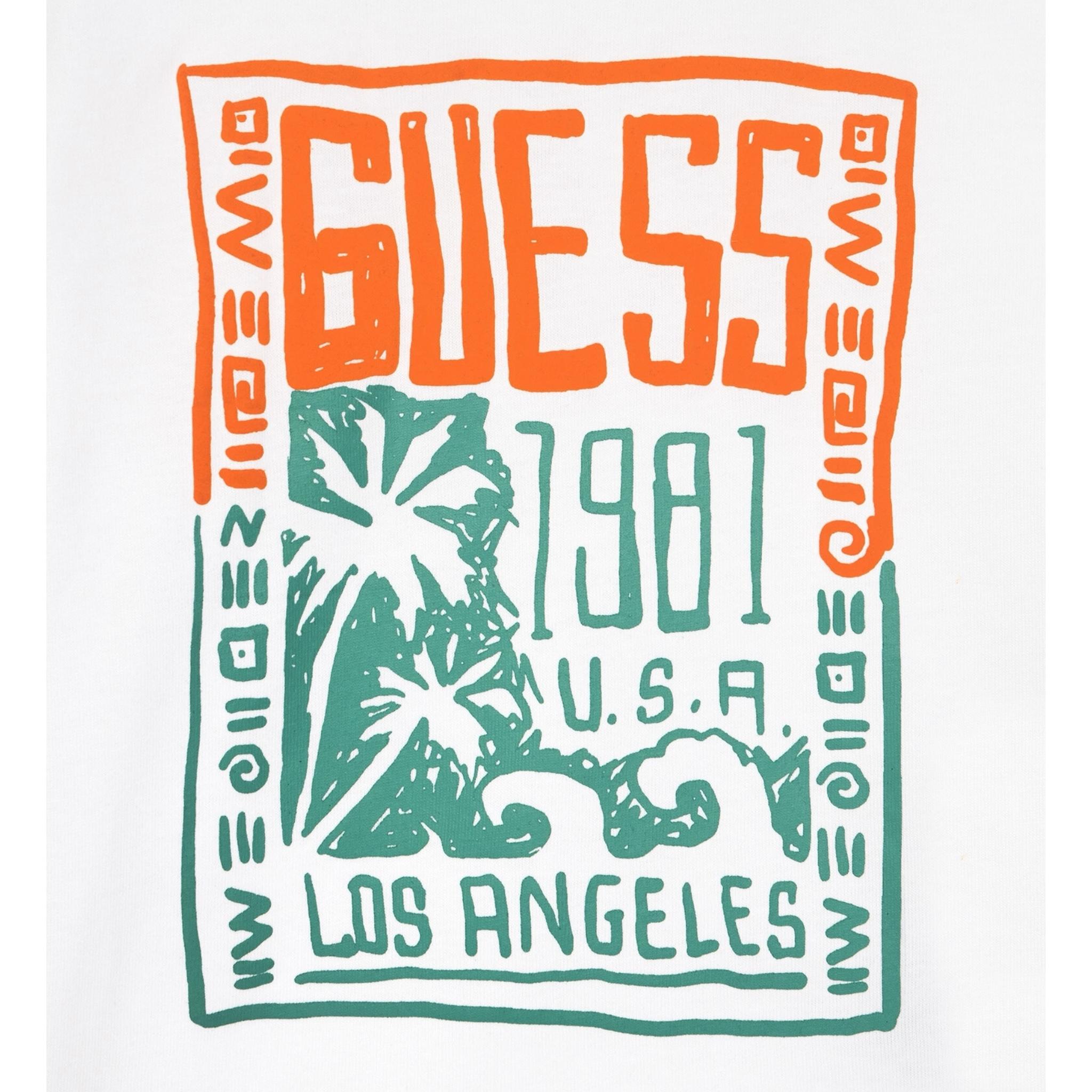 Guess T-Shirt Gircollo Tinta Unita con Stampa per Neonato N5GI16K8HM4X BIANCO GUESS 
