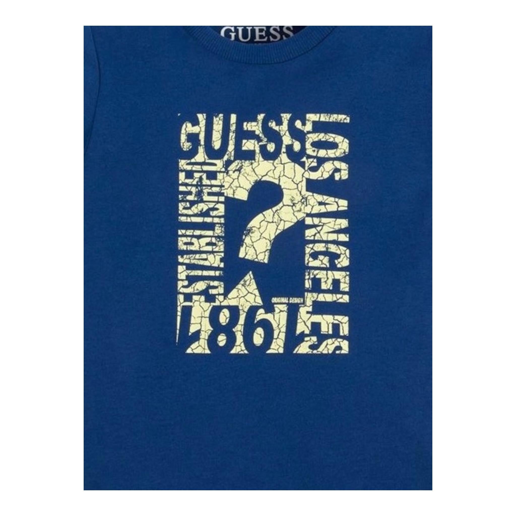Guess T-Shirt Tinta Unita con Stampa per Neonato N3GI00K8HM0 BLU GUESS 