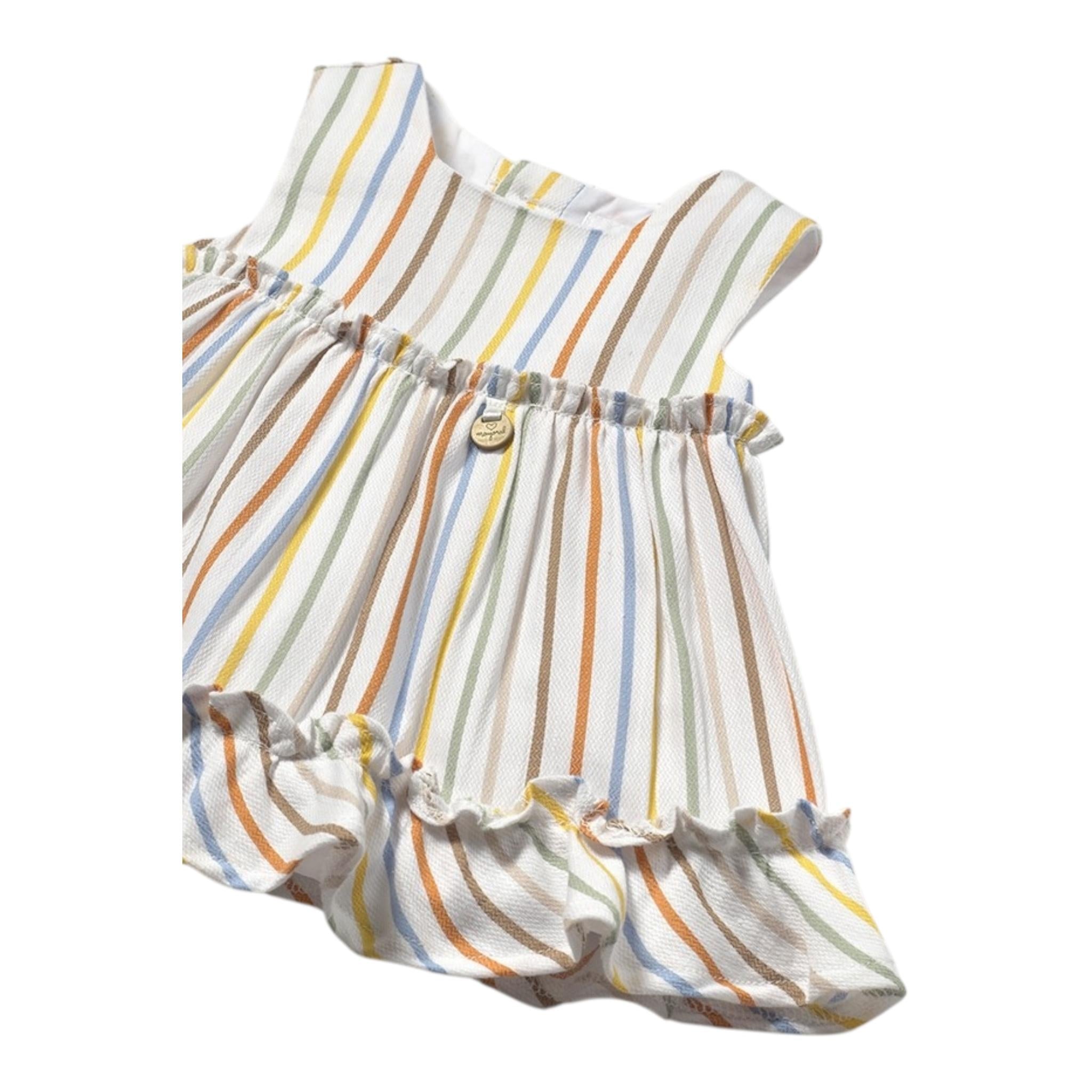 Mayoral Abito Tinta Unita Set con Coulotte Fantasia A Righe per Neonata 1844 BIANCO MAYORAL 