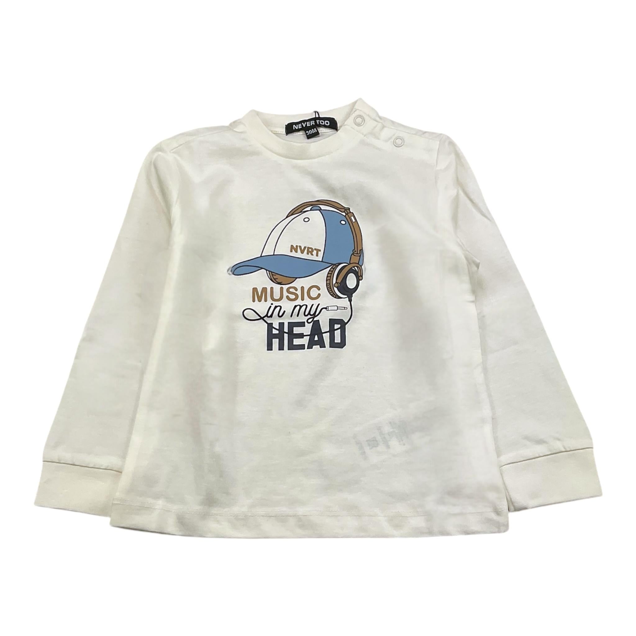 NEVER TOO shirt girocollo tinta unita con stampa Bianco per Bambino NT2219N BIANCO NEVER TOO 