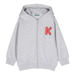 KENZO felpa con zip e cappuccio tinta unita Grigio per Neonato K05493 GRIGIO KENZO 