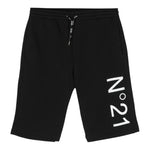 N°21 Bermuda Tinta Unita con Elastico In Vita E Stampa per Bambino N21614 NERO N°21 