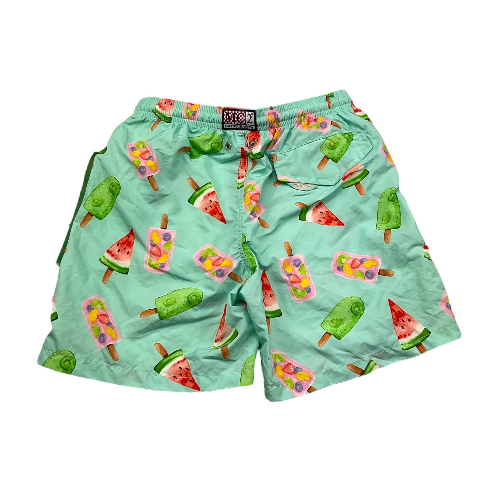 Saint Barth Costume Tinta Unita con Stampe per Bambino 1774F VERDE ACQUA SAINT BARTH 